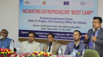 BEF in collaboration with Gaibandha Technical Training Center, with the technical support from Skills 21 Project of ILO, Dhaka organized an Incubating Entrepreneurs "Boot Camp" with startup entrepreneurs