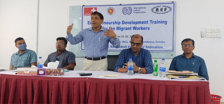 BEF organized two day-long Entrepreneurship Development Training for returnee migrant workers in Cumilla.